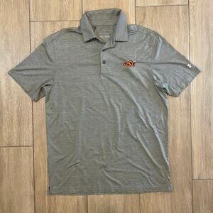 Under Armour Oklahoma State OSU Polo Shirt Mens M Gray HeatGear Golf